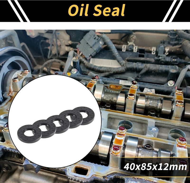 REPAIROCK ختم زيت عالمي TC مزدوج الشفة مع حلقة زنبركية فولاذية ختم عمود دوار 40x85x12mm ضغط عالي مطاط NBR أسود 5 قطع - Image 2